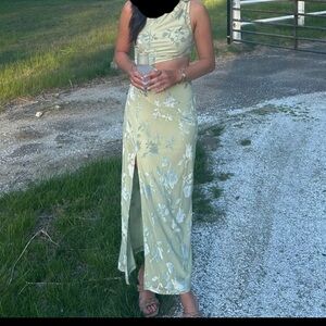 Floral Green Sleeveless Maxi Dress